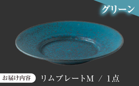 【美濃焼】 恩田陽子 リムプレート M 23.5cm グリーン 瑞浪市 / JS企画 皿 プレート おしゃれ [AZAZ052]