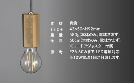 CTSH LIGHT. ペンダントライト＜HEXAGON 無垢 E26＞ 瑞浪市 / ジオニック 照明器具 ソケット 真鍮 ゴールド [AZBQ076]