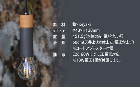 CTSH LIGHT. ペンダントライト CIRCLE＜Keyaki×パーカーライジング E26＞ 瑞浪市 / ジオニック 照明器具 ソケット 鉄 木製 ブラック [AZBQ064]