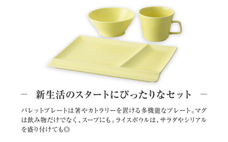 【美濃焼】　新生活のはじまりに miyama. スターターセット 3点 イエローマット 瑞浪市 / ミヤマプランニング 食器 プレート マグ ボウル [AZCM025]