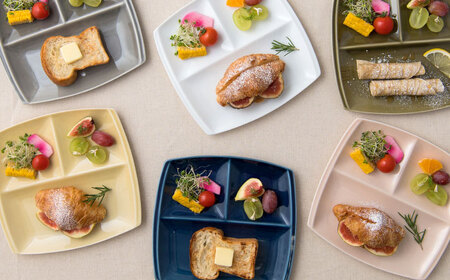 美濃焼】 ランチプレート titto 角 藍色×墨色×オリーブ 各1枚