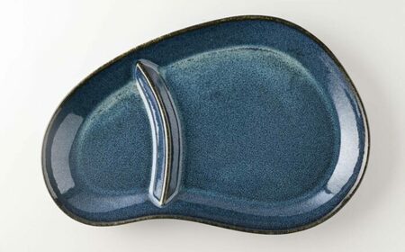 【美濃焼】 北欧ブルー おにぎり形 ランチプレート 2点セット 35193468 瑞浪市 / やまに 食器 皿 陶磁器 [AZCR012]