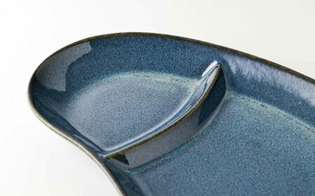 【美濃焼】 北欧ブルー おにぎり形 ランチプレート 2点セット 35193468 瑞浪市 / やまに 食器 皿 陶磁器 [AZCR012]