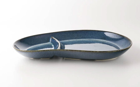 【美濃焼】 北欧ブルー おにぎり形 ランチプレート 2点セット 35193468 瑞浪市 / やまに 食器 皿 陶磁器 [AZCR012]