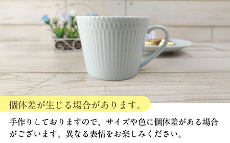 【美濃焼】 さざなみ マグカップ 370cc 2点セット 青白 瑞浪市 / JS企画 / 小田陶器 コーヒーカップ ティーカップ コップ [AZAZ062]