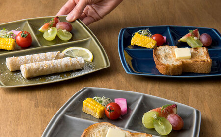 【美濃焼】 ランチプレート titto 角 ネイビー 2枚セット / 瑞浪市 / JS企画 / 小田陶器 食器 仕切り皿 おしゃれ [AZAZ007]