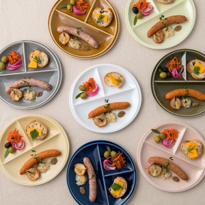 【美濃焼】 ランチプレート titto 丸 ネイビー 2枚セット 瑞浪市 / JS企画 / 小田陶器 食器 プレート 仕切り皿 おしゃれ [AZAZ015]