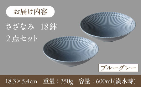 【美濃焼】 さざなみ 18鉢 ブルーグレー 2枚セット 瑞浪市 / JS企画 皿 お皿 プレート 食器 [AZAZ072]