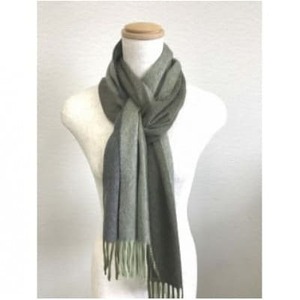 リバーシブル風　カシミヤ・ウール　マフラー(モスグリーン)_装飾品・工芸品 マフラー・手袋 服飾小物 _【1491192】