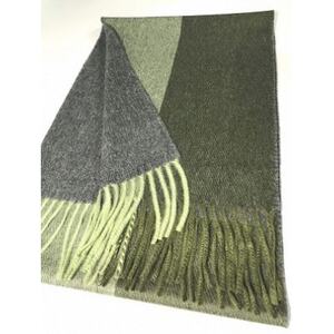 リバーシブル風　カシミヤ・ウール　マフラー(モスグリーン)_装飾品・工芸品 マフラー・手袋 服飾小物 _【1491192】