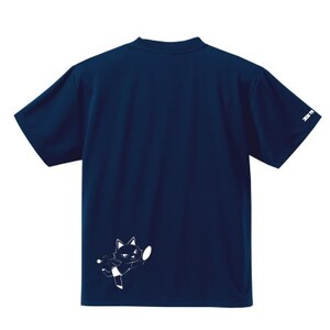 JTTA公認 卓球ユニフォーム【男女兼用(ドライ):Lサイズ】ねこ ネイビー_装飾品・工芸品 洋服 _【1513881】