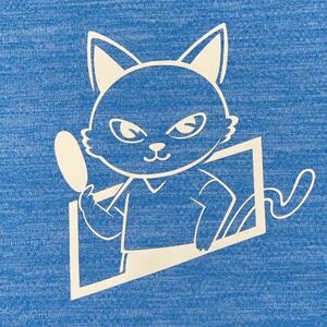 JTTA公認　卓球ユニフォーム【男女兼用(ドライ):150サイズ】ねこ　ブルー_装飾品・工芸品  洋服 _【1514947】