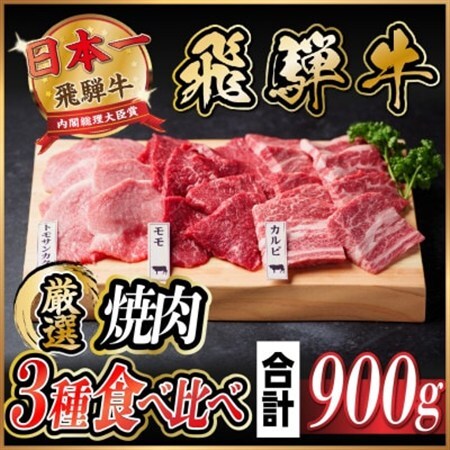 飛騨牛　焼肉厳選3種食べ比べセット(カルビ・トモサンカク・モモ)　約900g_肉 焼肉 牛肉 やきにく ヤキニク バーベキュー_【配送不可地域：離島】【1531175】