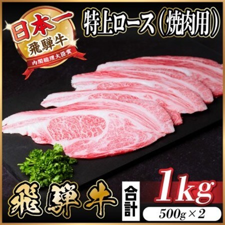 飛騨牛 特上ロース(焼肉・BBQ用) 1kg(500g×2)　A5等級　黒毛和牛 小分け_肉 焼肉 牛肉 やきにく ヤキニク バーベキュー  肉 飛騨牛 牛肉 うし ビーフ_【配送不可地域：離島】【1543793】