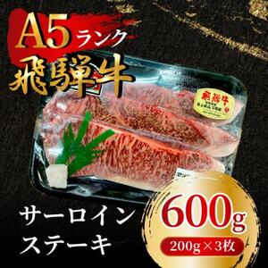 飛騨牛5等級 サーロインステーキ600g(200g×3枚)　FTA166_肉 ステーキ 牛肉 ビーフステーキ  肉 飛騨牛 牛肉 うし ビーフ_【配送不可地域：離島】【1576994】