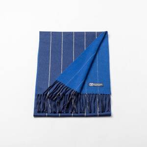 ペンシルストライプ カシミヤ100%マフラー (ネイビー・キャメル×ブルー)_装飾品・工芸品 マフラー・手袋 服飾小物 _【1583667】