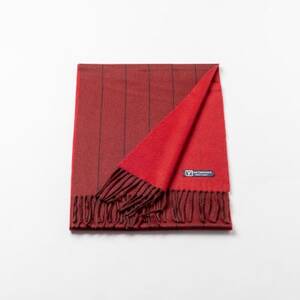 ペンシルストライプ　カシミヤ100%マフラー　(ダークワイン・ブラック×レッド)_装飾品・工芸品 マフラー・手袋 服飾小物 _【1583672】