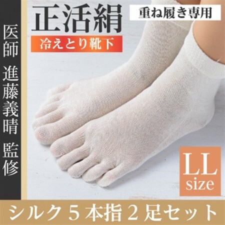 正活絹 冷えとり靴下 シルク5本指 2足セット(LLサイズ)_装飾品・工芸品  服飾小物 _【1584066】