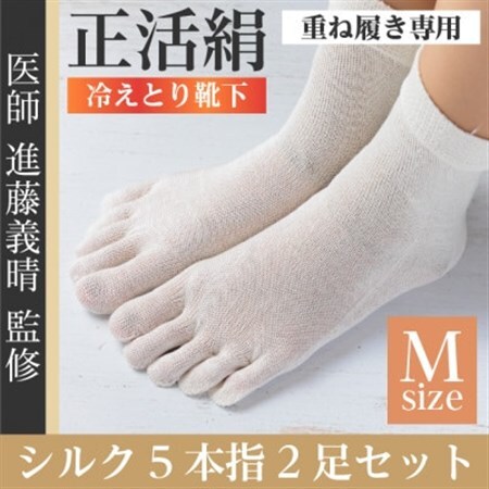 正活絹 冷えとり靴下 シルク5本指 2足セット(Mサイズ)_装飾品・工芸品  服飾小物 _【1584073】