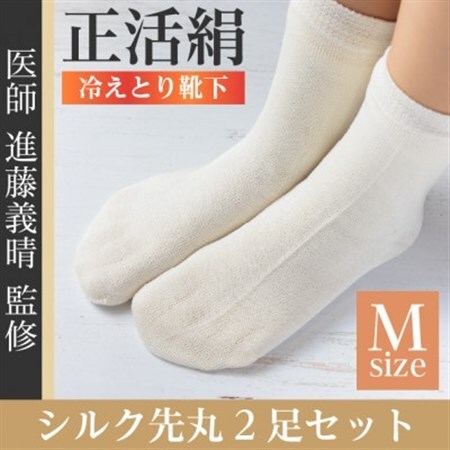 正活絹 冷えとり靴下 シルク先丸 2足セット(Mサイズ)_装飾品・工芸品  服飾小物 _【1584114】