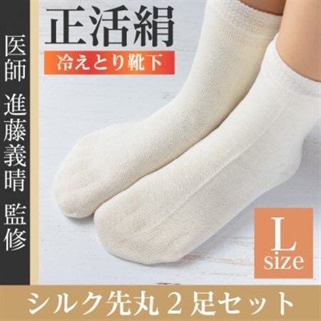 正活絹 冷えとり靴下 シルク先丸 2足セット(Lサイズ)_装飾品・工芸品  服飾小物 _【1584117】