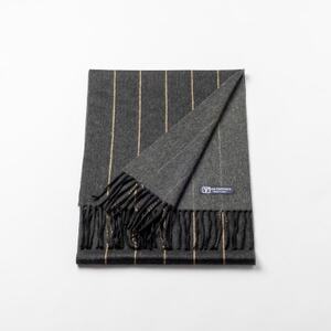 ペンシルストライプ　カシミヤ100%マフラー　(ブラック・キャメル×ミディアムグレ-)_装飾品・工芸品 マフラー・手袋 服飾小物 _【1593314】