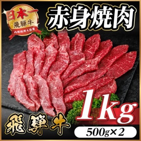 飛騨牛 赤身(焼肉・BBQ用) 約1kg(約500g×2)【冷蔵便】A4～A5等級 黒毛和牛【配送不可地域：離島】【1646172】