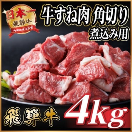 飛騨牛 厳選牛すね肉(スネ肉) 角切り 4kg(500g×8)  訳あり【配送不可地域：離島】【1650030】