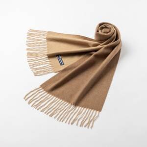 リバーシブル風　カシミヤ100%　マフラー(フレンチベージュ×キャメル)【1636517】