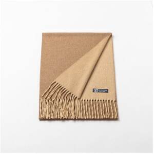 リバーシブル風　カシミヤ100%　マフラー(フレンチベージュ×キャメル)【1636517】