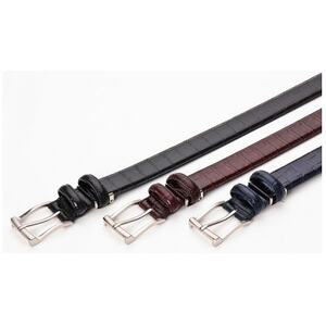 クロコダイル調 型押しビジネスベルト 日本製 ブラック【1670675】