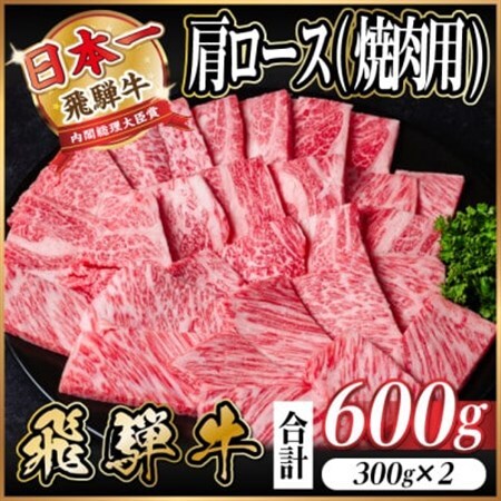 飛騨牛 厳選肩ロース(焼肉・BBQ用)　600g(300g×2)　黒毛和牛　小分け【配送不可地域：離島】【1674158】