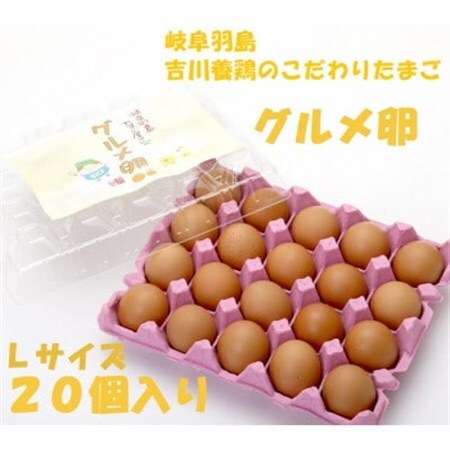 吉川養鶏のグルメ卵　Lサイズ20個(割れ保証4個含む)羽島観光協会推奨【はしまブランド】認定品【1715941】
