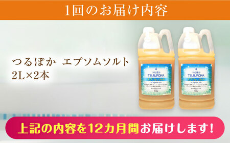 【12回定期便】うるおい入浴液「つるぽかエプソムソルト」 2リットル 2個 [AUAU020]風呂
