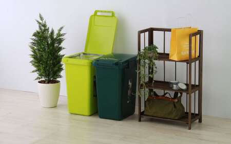 ごみ箱 連結 45L ライトグリーン 2個組[AUAD057]