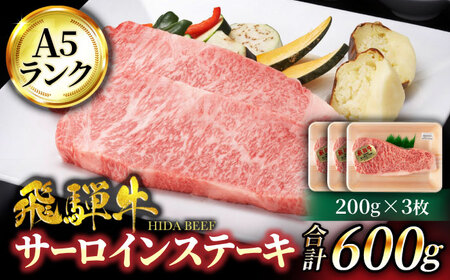 ＜A5ランク＞飛騨牛サーロインステーキ 200g×3枚【有限会社マルゴー】土岐市 岐阜産 肉 お肉 牛肉 国産 和牛 A5等級 霜降り レア 焼肉 鉄板焼き BBQ ステーキ用 バーベキュー ブロック 冷凍 保存 小分け 高級 贅沢 贈り物 プレゼント ギフト 送料無料 [MBE059]