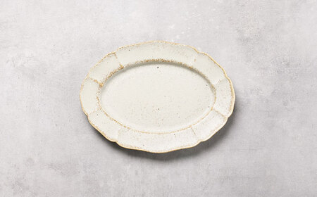 【美濃焼】Rin花 20cmオーバルプレート2点セット（ｴｸﾘｭ）【Felice-フェリーチェ-藤田陶器】[MBX071]