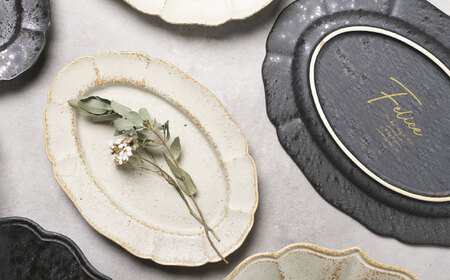 【美濃焼】Rin花 24cm・20cmオーバルプレート4点セット（ｴｸﾘｭ）【Felice-フェリーチェ-藤田陶器】[MBX077]