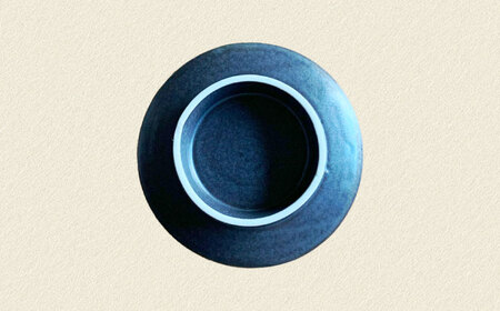 土物風マット シュークリーム小皿 同色2枚セット（鉄黒）[MFZ039]