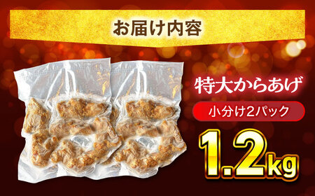 唐揚げ 特大 からあげ 1.2kg (小分け2パック) 【加登屋食堂】名物 鶏もも 冷凍唐揚げ 大容量[MGQ001]