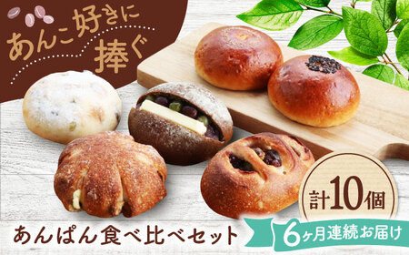 【6回定期便】 あんこ好きの食べ比べ 10個セット 【パンの店 カッタン】 パン あんぱん 大人気店[MEJ011]