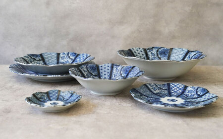 【美濃焼】紺青華シリーズ 6点セット【カネ定製陶】和食器 プレート ブルー[MEI011]