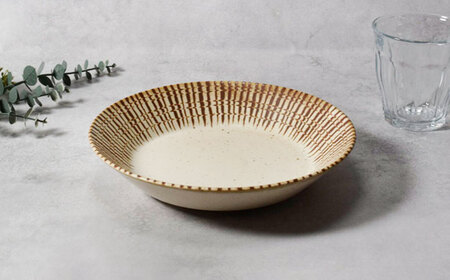 【美濃焼】チョコストライプ 反らし型 6.3深皿 5枚セット【カネ定製陶】[MEI080]