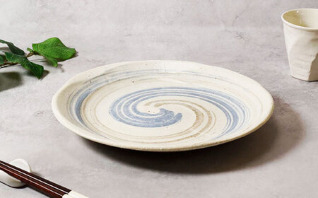 【美濃焼】うず粉引 土風型 8.0皿 4枚セット【カネ定製陶】[MEI088]