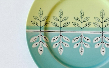 【美濃焼】塗り分け葉っぱ 9吋皿  4枚セット 【株式会社フタダ】 取り皿 リーフ 北欧[MCX019]