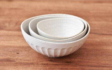 【美濃焼】 しのぎ オーバルボウル 6点セット　【見谷陶器】 和食器 鉢 ボウル 器[MCG040]