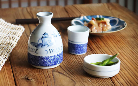 【美濃焼】おひとりさま酒器 古染山水 酒器揃 3点セット【二幸】おちょこ 酒器 徳利[MCZ135]