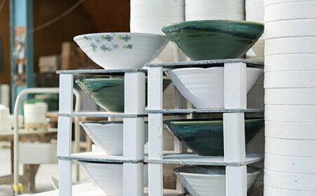 美濃焼】磁器製洗面ボウル 織部 Lサイズ【日本セラティ】洗面鉢 和風