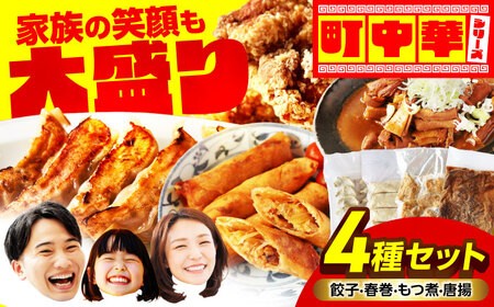 加登屋の町中華 4種セット 4人前 餃子 春巻 からあげ もつ煮【加登屋食堂】名物 冷凍 おすすめ[MGQ004]