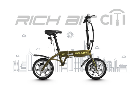 【免許不要】特定小型原付 RICHBIT CITY ゴールデンオリーブ 【Acalie】 コンパクト 電動バイク 折りたたみ[MGS005-5]